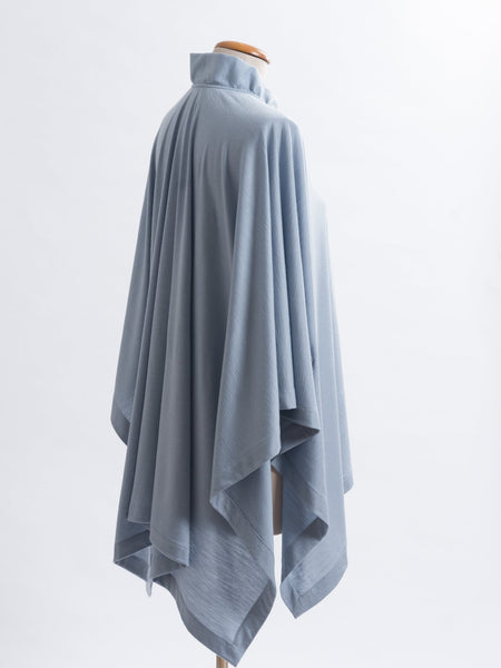 Powder blue Merino wool, the generous cut falls beautifully at the back