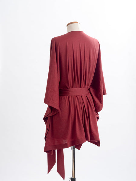Garnet rust Merino wool Muse belted wrap