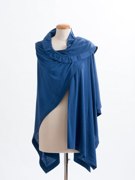 Teal Coco Merino wool wrap, drapes easily over your shoulder for this look.