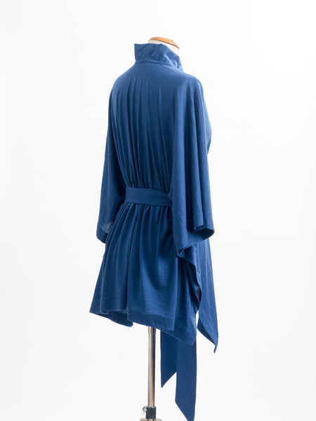 Teal Coco belted Merino wool wrap, tie it into place to highlight your waist with the belt.