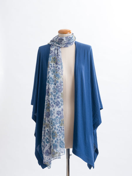 Lulu floral silk scarf, 100% silk Yoryu, sheer georgette like silk with a floral pattern teamed with a teal Muse wrap.