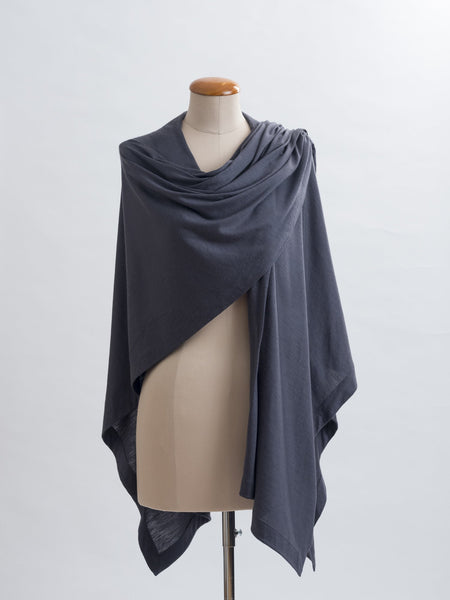 Charcoal Muse Merino wrap, drape it several ways to achieve different looks.