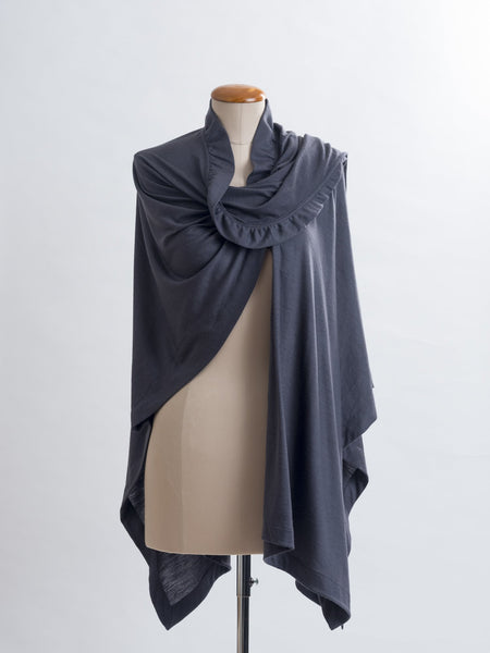 Charcoal Coco Merino wool wrap, drape it several ways to achieve different looks.