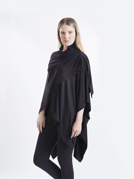 Black Coco bamboo wrap, drape it several ways to achieve different looks.