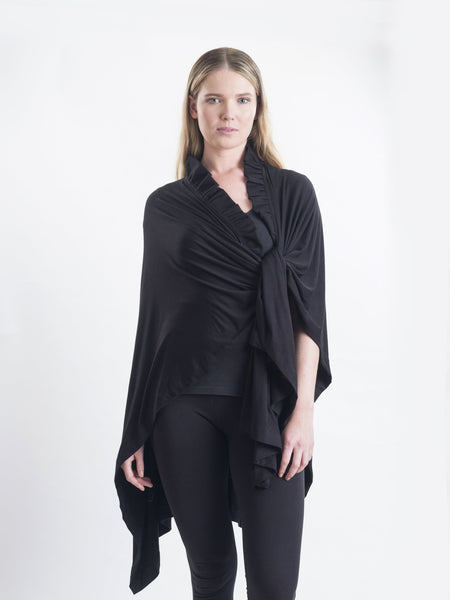 Black Coco bamboo wrap, tie it several ways to achieve different looks.