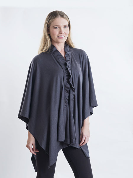 Charcoal Merino wool Coco wrap.