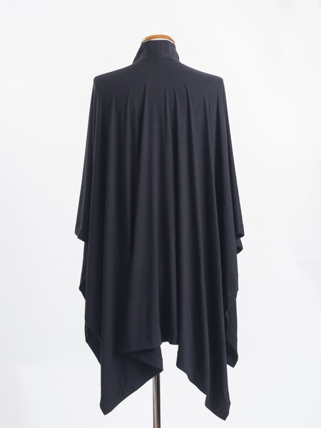 Black Merino wool, the generous cut falls beautifully at the back