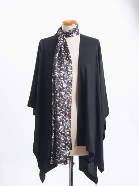 Marion Chocolate Dream Silk Indulgence Scarf teamed with a black Muse Merino wrap.