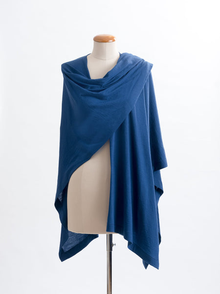Teal Muse Merino wrap, drape it several ways to achieve different looks.