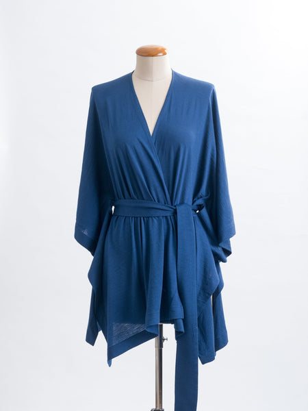 Teal Merino wool Muse belted wrap.