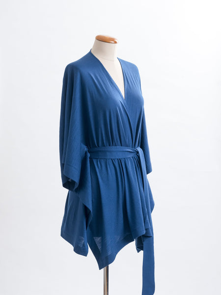 Teal Merino wool Muse belted wrap.