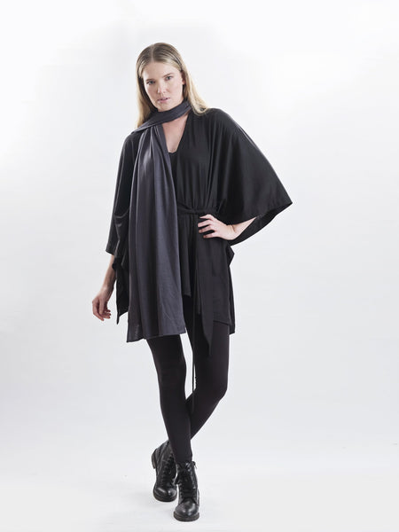 Charcoal Elle Merino wool scarf.