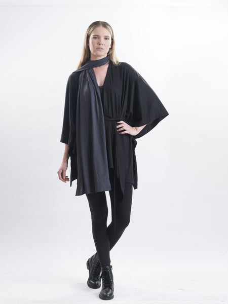 Charcoal Elle Merino wool scarf.