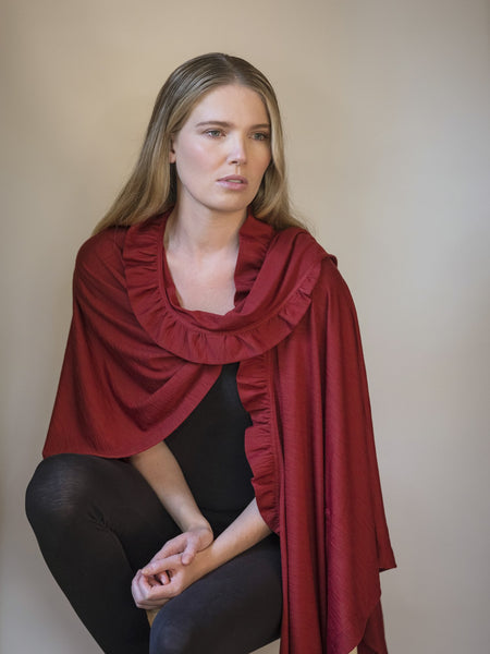 Garnet rust Merino wool, the Coco frill adds pretty detailing.