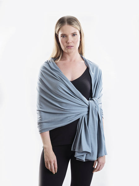 Powder blue Paris Merino wrap.