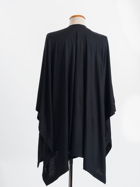 Black Merino wool Muse wrap, the generous cut falls beautifully at the back 