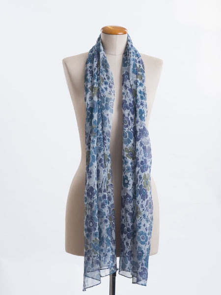 Lulu floral silk scarf, 100% silk Yoryu, sheer georgette like silk with a floral pattern. 
